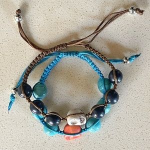 One Set of Two Candy Skull Beaded Bracelets